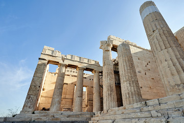 Ancient ruins in a summer day in Acropolis Greece, Athens