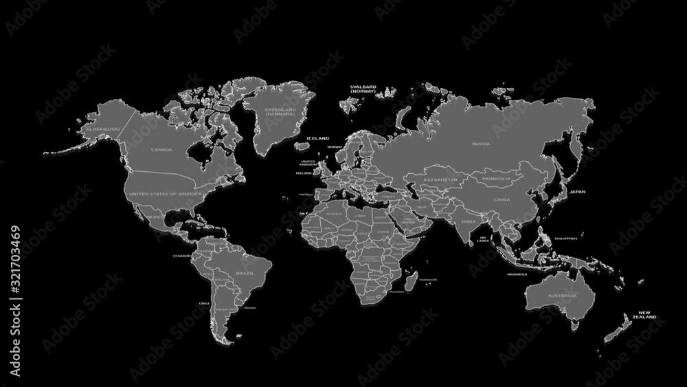 Poster world animated map with alpha channel.