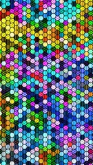 Colorful and shiny hexagonal patterned & textured background.