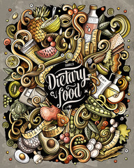 Diet Food hand drawn vector doodles illustration.