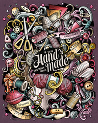 Hand Made hand drawn vector doodles illustration. Handmade poster design.