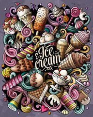 Ice Cream hand drawn vector doodles illustration.