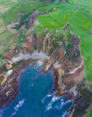 Coastal landscape of Punta Cambarro and Punta Lumbreras, Trasvia, Comillas Municipality, Cantabrian Sea, Cantabria, Spain, Europe