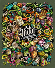 India hand drawn vector doodles illustration. Indian poster design.