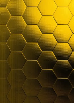 3d illustration of shiny textured and hexagonal patterned surface background. Beauty and fashion concept, luxury style cover design. © HAKKI ARSLAN