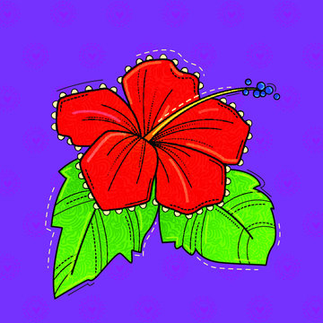 illustration of desi (indian) art style hibiscus flower.