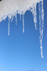 Obraz na płótnie Canvas icicles on blue sky background