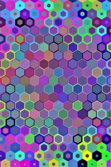 Colorful hexagonal patterned & textured background.