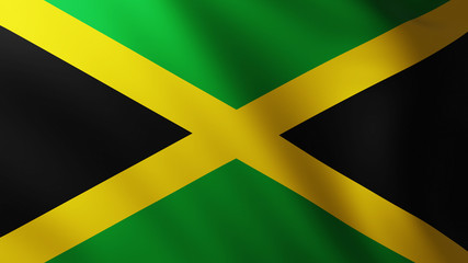 Large Flag of Jamaica background in the wind