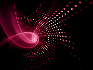 Abstract red and black background. Fractal graphics series. Composition of glowing lines and mosaic halftone effects. 3d illustration.