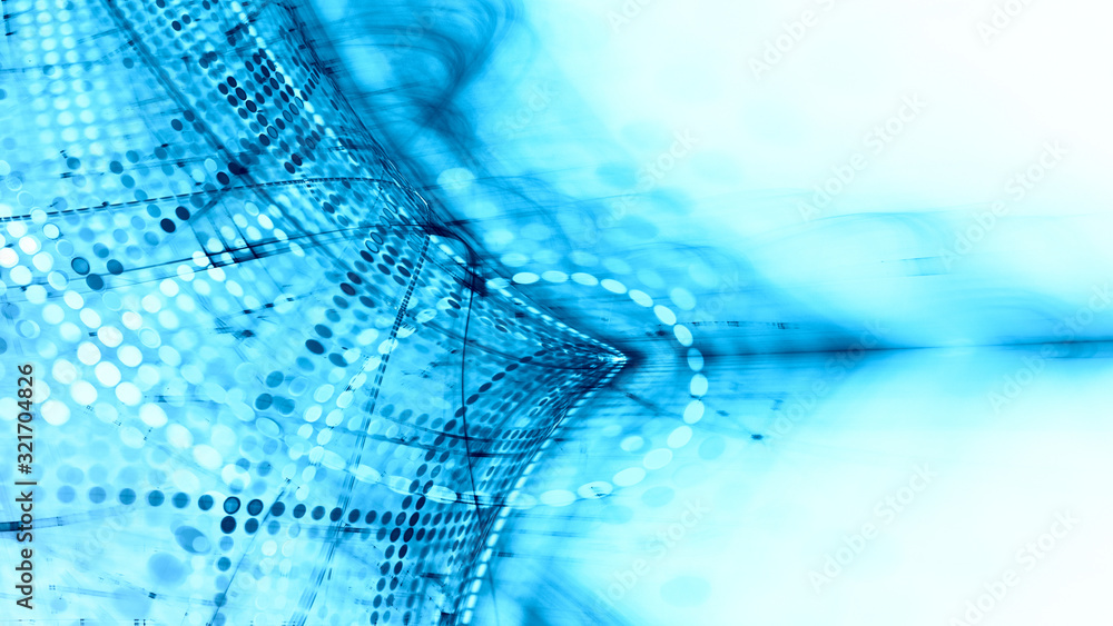 Poster abstract blue and white background element. fractal graphics 3d illustration. wide format compositio