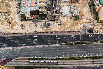 Dubai new harbour from top. Contrauction area