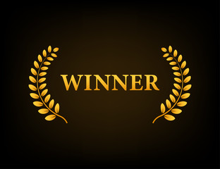 Winner golden laurel wreath on black background. Vector illustration