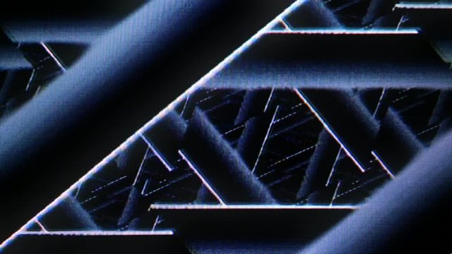 Analog retro style visuals with brightness variations, symetrical pattern and fast moving detailed pattern.