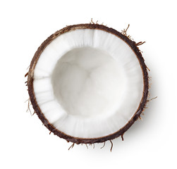 Half of coconut isolated on white background - obrazy, fototapety, plakaty