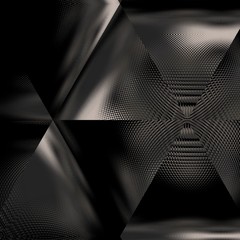 3d illustration of black and white triangular textured metallic surface background.