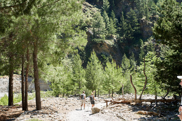 Samaria Gorge hiking path on island of Crete, Greece.