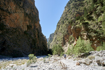 Samaria Gorge hiking path on island of Crete, Greece.