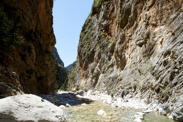 Fototapeta na wymiar Samaria Gorge hiking path on island of Crete, Greece.