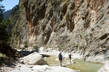 Samaria Gorge hiking path on island of Crete, Greece.