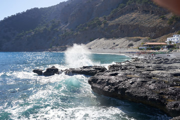 Greek village of Agia Roumeli, Chania, Crete, Greece..