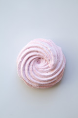 Homemade sweet delicious apple zefir (zephir, zephyr) on a white background, close up