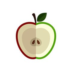 Sliced ​​apple, red and green apple, vector illustration