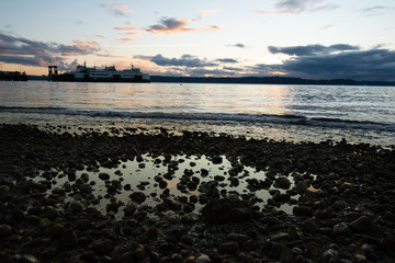 Seattle ferry at sunset