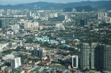 Aerial view of Kuala Lumpur city center KLCC. Malaysia