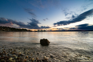 Seattle ferry at sunset