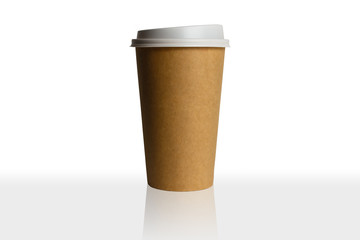 Take-out coffee in thermo cup. Isolated on a white.