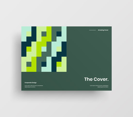 Creative business presentation vector A4 horizontal orientation front page mock up. Modern corporate report cover abstract geometric illustration design layout. Company identity brochure template.