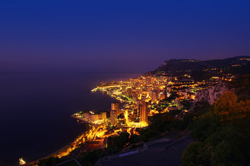 Monte Carlo city at night. Monaco