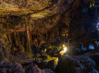 Tourists in Dikteo Andro Cave also known as birth place of Zeus in Crete