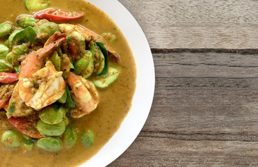 Stir-Fried Twisted Cluster Bean with Shrimp or Stir Fried Sator beans with Shrimp