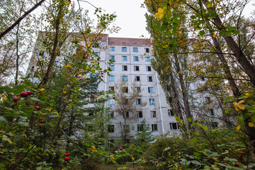 Abandoned buildings of ghost town Pripyat Chornobyl Zone