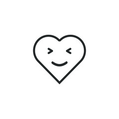 Black contour heart with emotions on a white background. Emoji happy heart