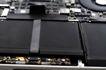 inside the mobile laptop computer with li-ion battery, rechargable device