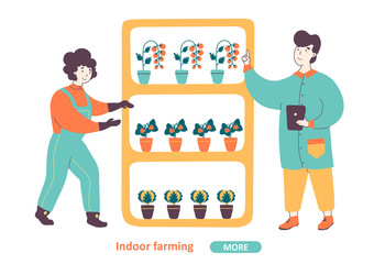 Indoor farming flat vector landing page template