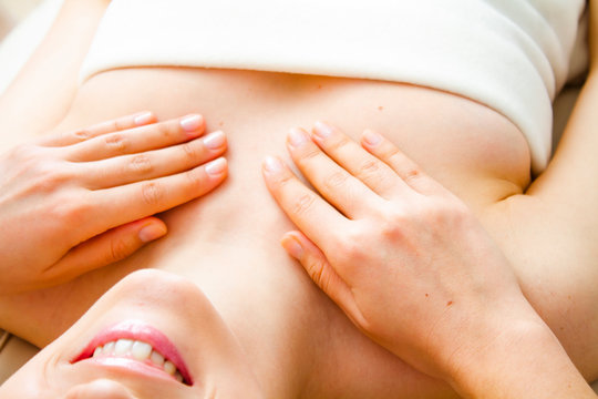 General body massage. Masseur makes a classic relaxing body massage.
