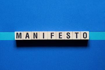 Manifesto word concept on cubes