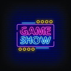 Fototapeta na wymiar Game Show Neon Signs Style Text Vector
