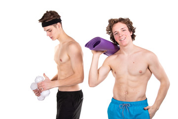 Fototapeta na wymiar Sport and healthy lifestyle. Two attractive guys.