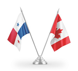 Canada and Panama table flags isolated on white 3D rendering