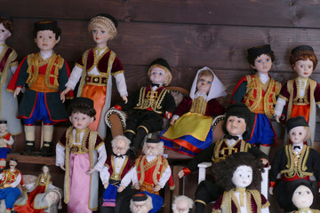 Dolls wearing traditional costumes