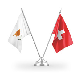 Switzerland and Cyprus table flags isolated on white 3D rendering