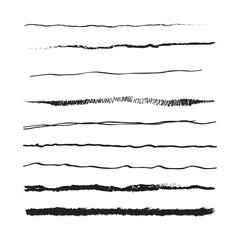 Set of artistic pencil brushes. Hand drawn grunge strokes. Vector illustration