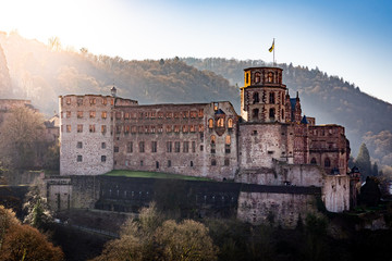 Heidelberg castle at sunset, sunrise, germany - obrazy, fototapety, plakaty