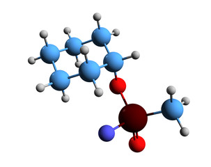 Obraz premium 3D image of cyclosarin skeletal formula - molecular chemical structure of Cyclohexyl methylphosphonofluoridate isolated on white background