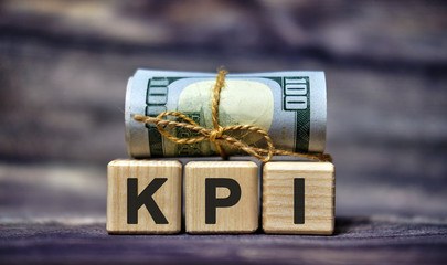 KPI concept. Wooden blocks - key performance indicator.